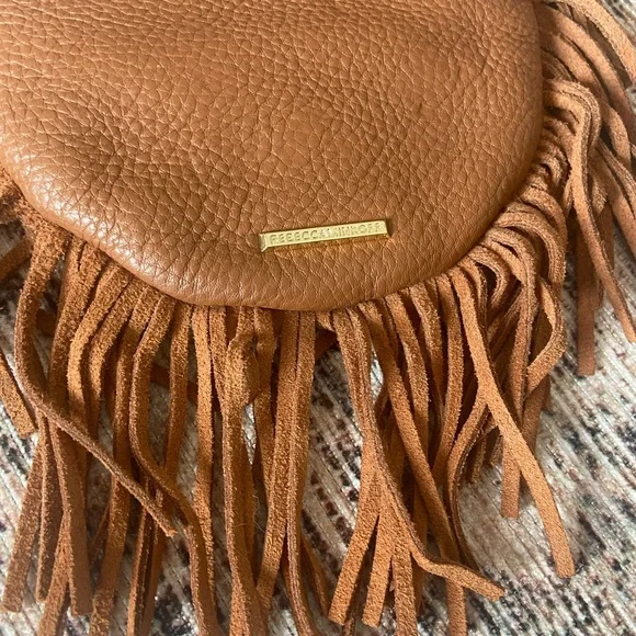 🛑SOLD Rebecca Minkoff Boho Tan Suede Fringe Crossbody Embellished Strap Handbag - Picture 5 of 13
